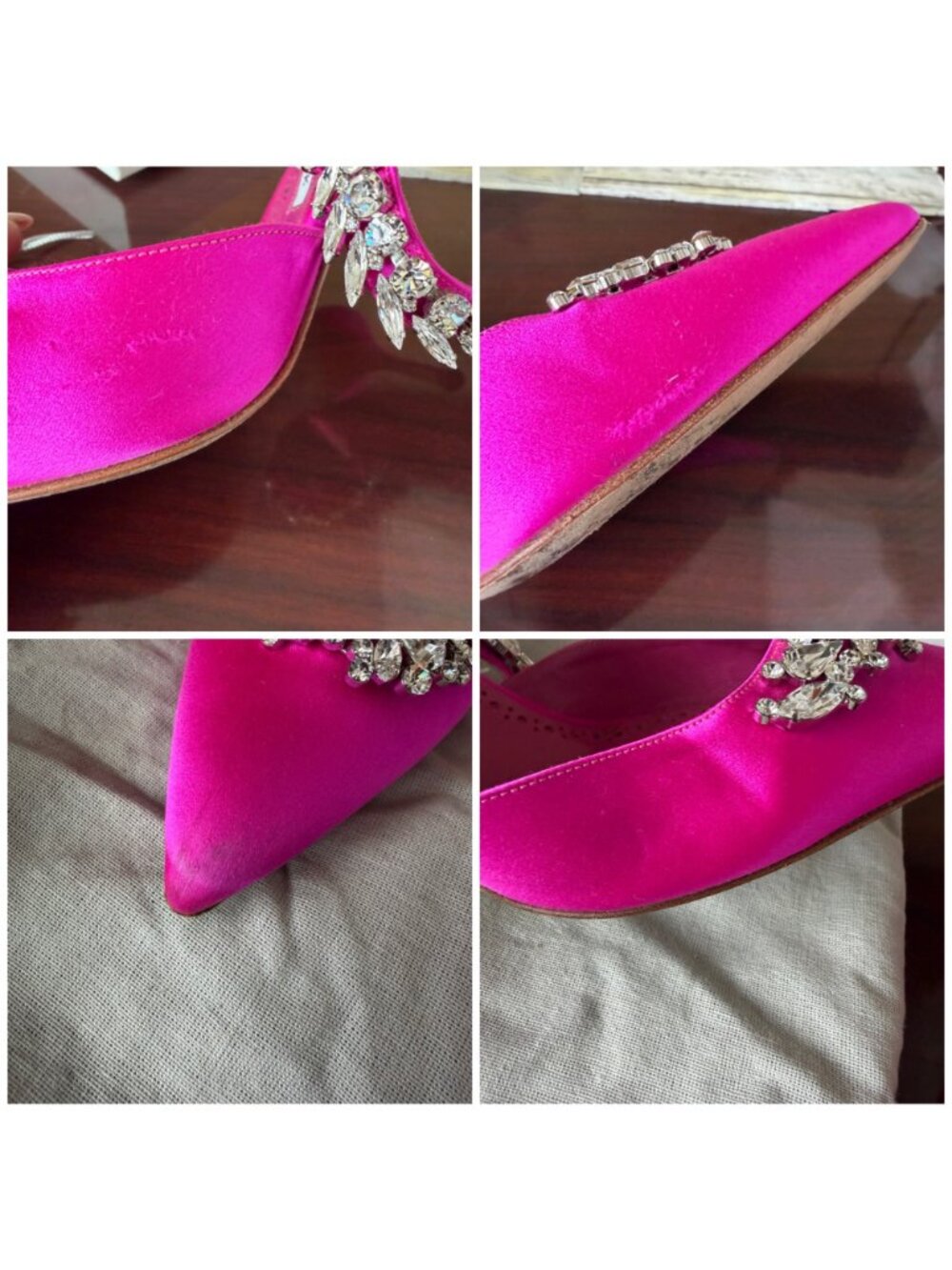 Manolo Blahnik Lurum 90 Pink Satin Crystal Mule Heels w/Box & COA EU 40/US 9-9.5 - Picture 8 of 16